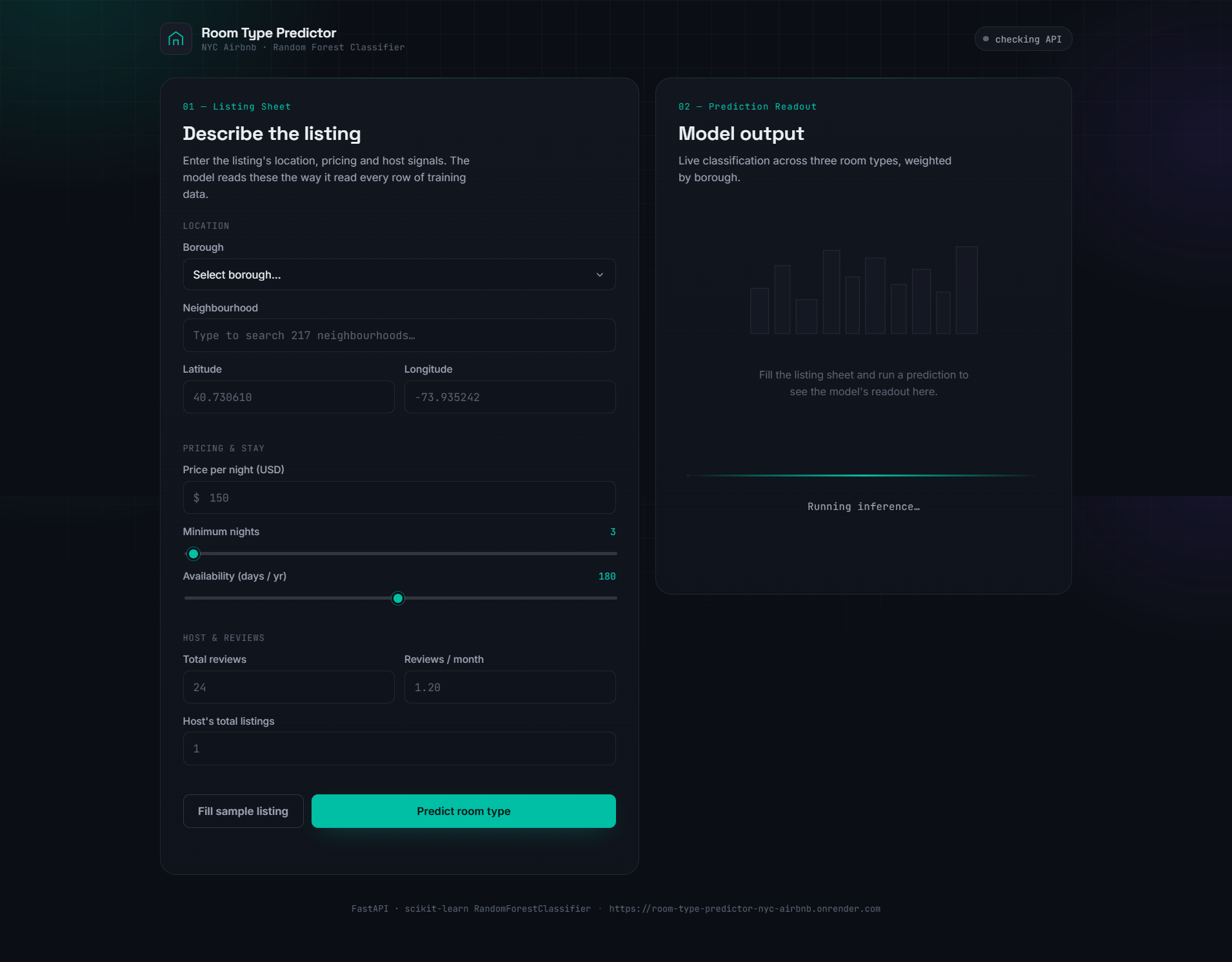 Room Type Predictor UI
